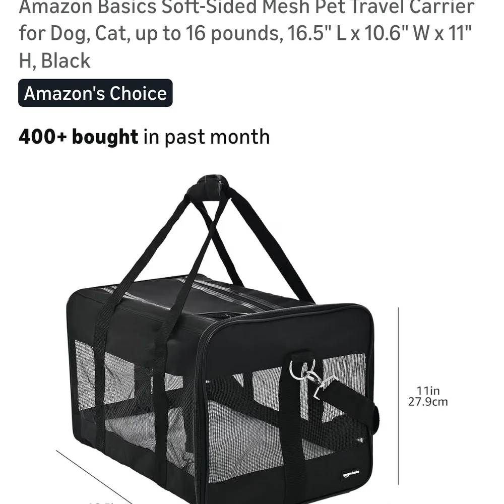 Black Mesh Pet Carrier